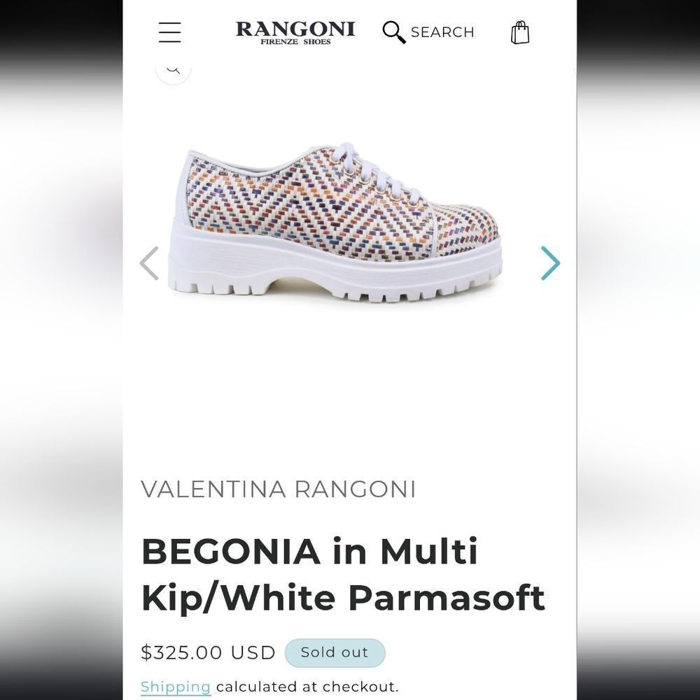 Valentina Rangoni Begonia Italian Luxury Streetwear Chunky Lug Sneakers Size 8.5